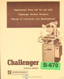 Boyar Schultz-Boyar Shultz Challenger Grinder H612 HR612 H618, Operations Lube Parts Electricals Schematics Manual 1973-79-H612-H618-HR612-02